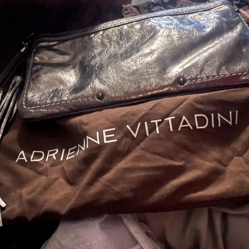 Adrienne Vittadini Black Leather Wristlet